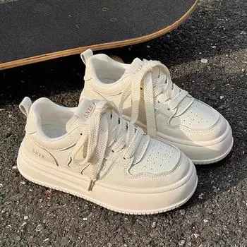Milk fufu platform white shoes women s 2025 new summer campus student versatile casual bread shoes sports board shoes 35 бежевый