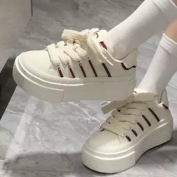 Milk fufu round head thick-soled little white shoes women s 2025 new summer ins lightweight and breathable student versatile commuting shoes 35 бежевый