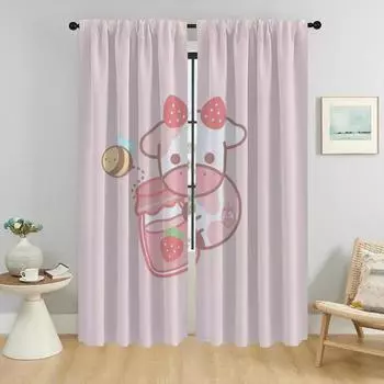 Milk Halloween Decoration Curtains for Living Room Curtain Home Interior Curtains 2 Pieces Tulle for Bedroom Shades Partition W50xH70cmx2pcs-CL