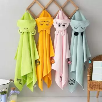 Milk&Moo Cacha Frog Baby Bath Towel, 100% Cotton Baby Hooded Towel, Ultra Soft and Absorbent Baby Towel for Newborns, Infants and Toddlers, XL, Green