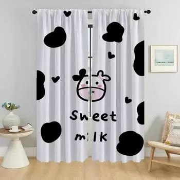 Milk Partition Elegant Room Curtains for Living Room Tulle for Bedroom Blackout Curtain Shades Halloween Decoration Kitchen Home W50xH70cmx2pcs-CL