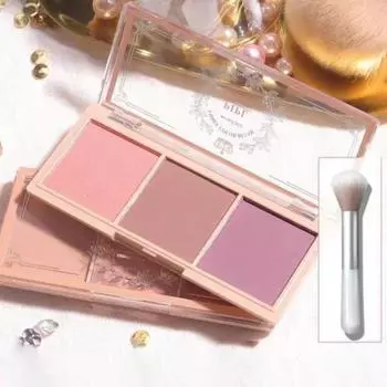 Milk Tea Blush Peach Palette Face Mineral Pigment Ball Blusher Powder Makeup Contour Shadow with Brush 3i, 02 с кистью