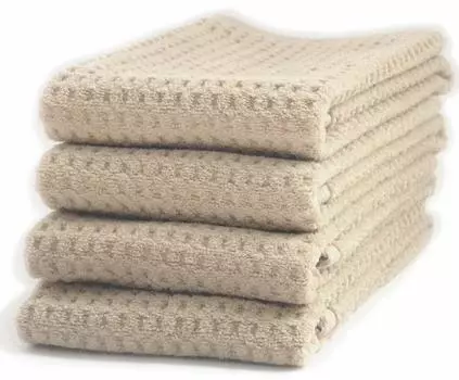 Milk Tea Waffle Yarn Face Towels of by COMFORT TIME No-Twist (Set 4)