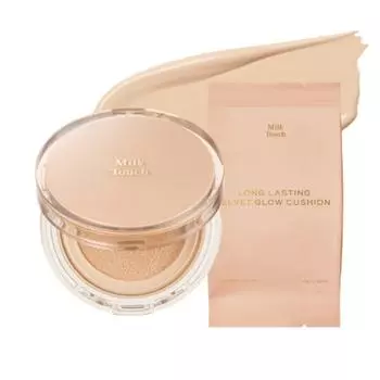 Milk Touch Long Lasting Velvet Glow Cushion Оригинал 13 г + Сменный блок 13 г, нет. N02 Световой отсек..., 1 комплект