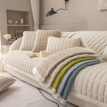 Milk Velvet Sofa Cushion Sofa Cover Plush Wrap Side Couch Cover Anti-Pet Scratching Couch Protector Mat for Living Room Carpets 70x70