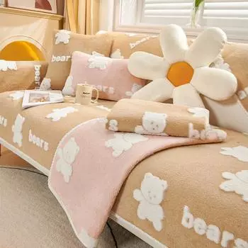 Подушка для дивана из молочного бархата, зимняя плюшевая утолщенная подушка, простая современная противоскользящая подушка для дивана, новая ткань для чехла в гостиную 70*70cm