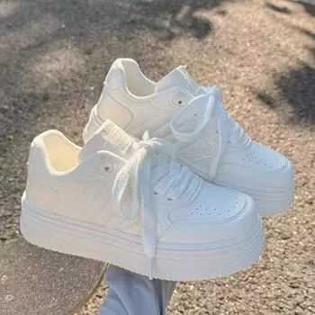 Milk white muffin thick-soled little white shoes children s new autumn niche versatile casual bread shoes heightening board shoes 35