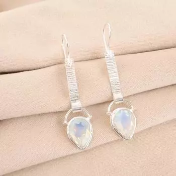 Milky Opal Gemstone 925 Solid Silver Jewelry Handmade Drop/Dangle Earrings 2.3 EE-166-16