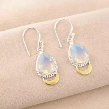 Milky Opal Gemstone 925 Solid Silver Jewelry Handmade Earrings1.5 Birthday Gift EE-162-18