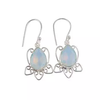 Milky Opal Gemstone 925 Sterling Silver Ethnic Jewelry Earrings For Anniversary EE-40-14