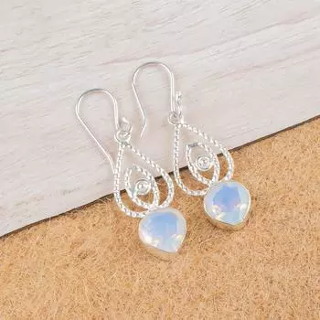 Milky Opal Gemstone 925 Sterling Silver Gift Jewelry Drop/Dangle Earrings 2.00 EE-32-15