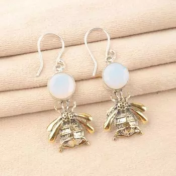 Milky Opal Gemstone 925 Sterling Silver Handmade Jewelry Women Gift Earrings 2 EE-154-15