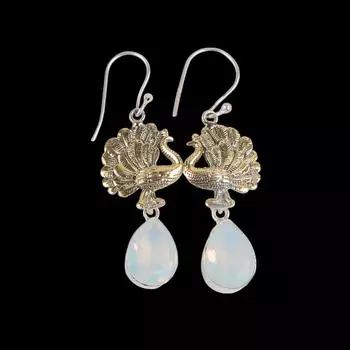 Milky Opal Gemstone 925 Sterling Silver Jewelry Handmade Dangle Earrings 2.20 EE-44-14