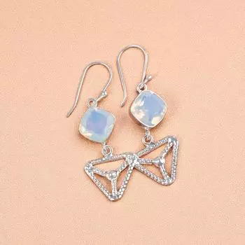 Milky Opal Gemstone 925 Sterling Silver Jewelry Handmade Earrings 2.00 For Gift EE-45-14