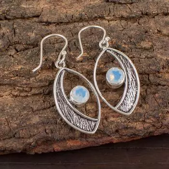 Milky Opal Gemstone 925 Sterling Silver Jewelry Handmade Dangle Earrings 1.60 EE-61-16