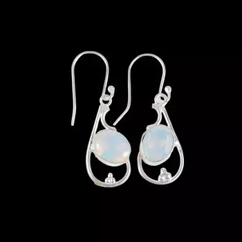 Milky Opal Gemstone 925 Sterling Silver Jewelry Handmade Dangle Earrings 1.60 EE-49-17