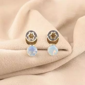 Milky Opal Gemstone 925 Sterling Silver Jewelry Handcrafted Stud Earrings 0.8 EE-141-20