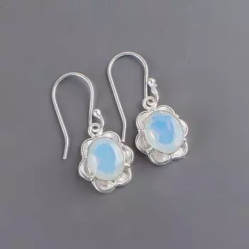 Milky Opal Gemstone 925 Sterling Silver Jewelry Drop/Dangle Earrings 1.30 Gift EE-11-17