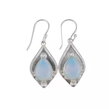 Milky Opal Gemstone 925 Sterling Silver Pretty Jewelry Handmade Earrings 1.90 EE-35-14