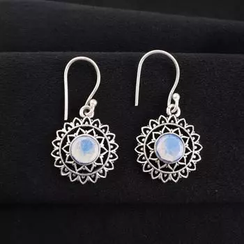 Milky Opal Gemstone 925 Sterling Silver Women Jewelry Drop/Dangle Earrings 1.57 CE-19-14