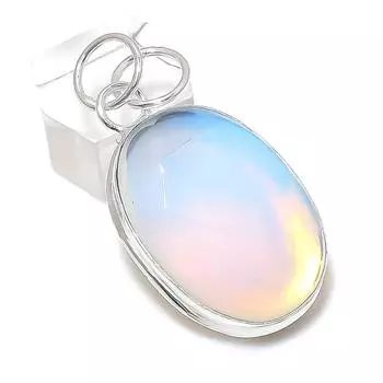 Milky Opal Gemstone Handmade 925 Sterling Silver Jewelry Pendant 1.81 G3T53