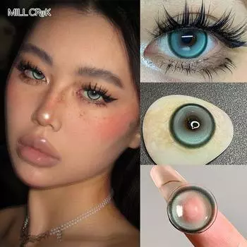 Mill Creek, 2 шт./1 пара, зеленые контактные линзы с классом, одноразовые одноразовые цветные линзы 14,5 мм, удобные натуральные мягкие линзы для косплея, линзы для Хэллоуина 0 аквамарин