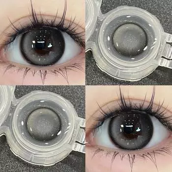 Mill Creek, 2 шт., натуральные контактные линзы по рецепту, черные, серые, 14,2 мм, баскская серия, 6 месяцев использования, цветные линзы для близорукости 0 ~-8,00 0 чёрный