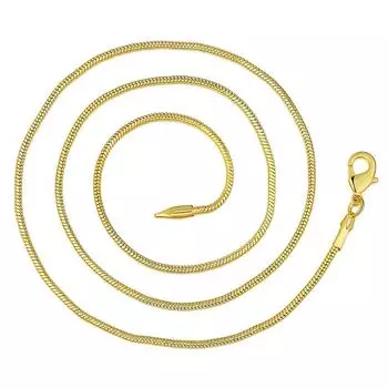 Милое 16-30 дюймов красивое модное элегантное золотое круглое 2 мм змеевидное ожерелье для мужчин и женщин JSHLN043