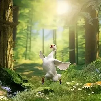 Милое акриловое садовое растение в виде гуся, высаженное в горшок с цветочными горшками и украшенное декоративными элементами.