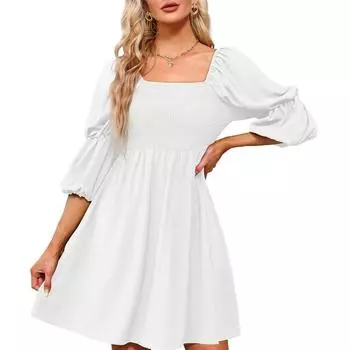 Милое эластичное платье с квадратным вырезом и высокой талией, повседневное плиссированное платье с пышными рукавами и половиной рукавов, женское летнее платье с цветочным принтом, Vestidos 25627 S орион