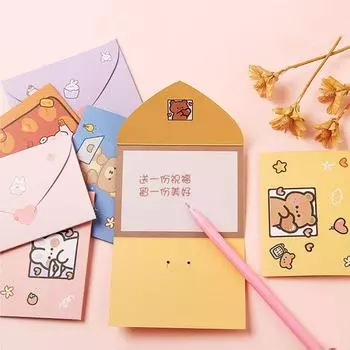 Милое Благословение на День Рождения Благодарственное Письмо Бумажный Конверт Открытка Милый Медведь Кролик Почтовая Открытка Поздравительная Открытка Веселого Рождества Подарок Украшения