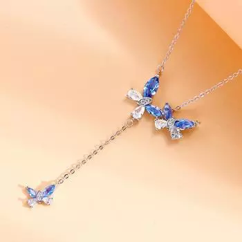 Милое блестящее ожерелье с кисточками в виде бабочки и цветка для женщин, новый стиль, простая нишевая универсальная высококачественная цепочка на ключицу