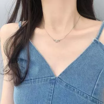 Милое бриллиантовое ожерелье-бантик в стиле супер-феи в форме сердца, простая и универсальная цепочка на ключицу