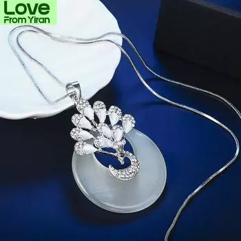 Милое длинное ожерелье с павлином для женщин, бижутерия, модные украшения, милые подарки