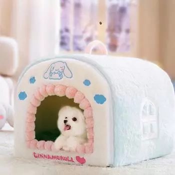 Милое гнездо для домашних животных, осенне-зимнее изогнутое гнездо для маленьких собак, теплое гнездо для сна для кошек, которое можно разобрать и помыть, гнездо для собак S (40 * 32 * 32cm )