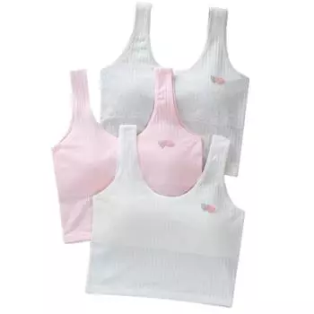 Милое хлопковое однотонное нижнее белье для девочек, тренировочный бюстгальтер-жилет для подростков, От 8 до 14 лет one size белый