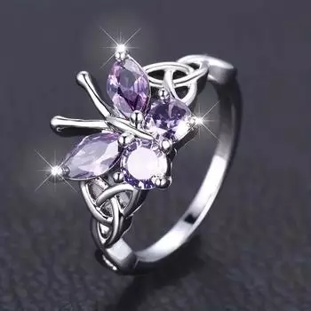 Милое и классное одинарное кольцо с бабочкой для женщин, модное и изысканное индивидуальное дизайнерское кольцо, популярные популярные ювелирные изделия No.6