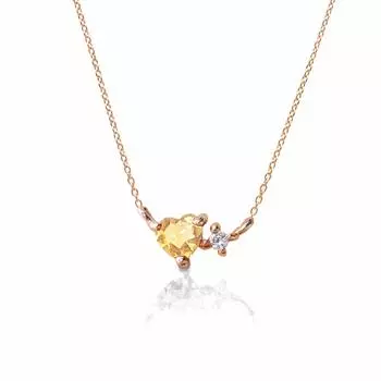 Милое и маленькое ожерелье Miwahouseki в форме сердца с камнем ноября из розового золота K10 и бриллиантами, сверкающая нежная цепочка Azuki и [640753PG-CIT]