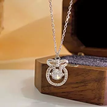 Милое круглое ожерелье с бантом для женщин, легкая роскошь и универсальная цепочка для воротника для девочек