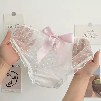 Милое кружевное нижнее белье для девочек, тонкое женское белье, дышащее, сексуальное, со средней посадкой, женские треугольные трусики M розовый