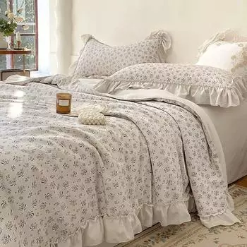 Милое кружевное одеяло с кондиционером для девочек, летнее тонкое стеганое одеяло, простыни и наволочки, комплекты постельного белья для детей и взрослых, одеяло, покрывало 150x200cm-4pcs