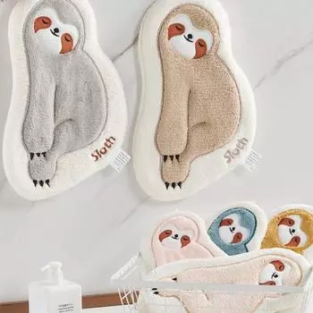 Милое ленивое подвесное полотенце для рук, утолщенное коралловое бархатное впитывающее быстросохнущее полотенце, кухонные принадлежности для ванной комнаты синий