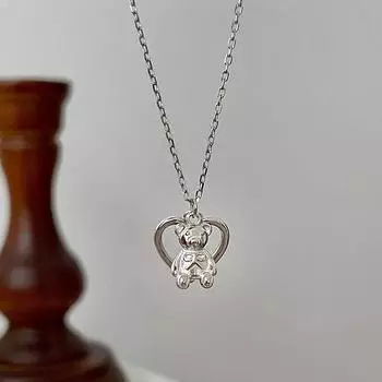 Милое маленькое ожерелье с медвежонком, полое сердце, кулон в виде животного, подарки для девушки, детское веселье