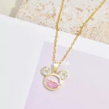Милое маленькое ожерелье с мышкой Женская личность Зодиак Мультяшный розовый циркониевый кулон Ювелирные изделия