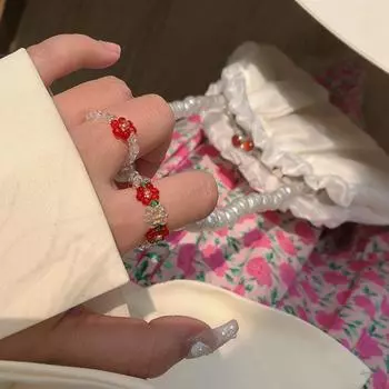 Милое милое новинка 2021 года, кристальное эластичное прозрачное кольцо с бусинами, кольцо на палец, модные ювелирные изделия 2