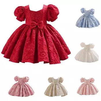 Милое модное платье принцессы с рукавами-фонариками для маленькой девочки 100 бежевый