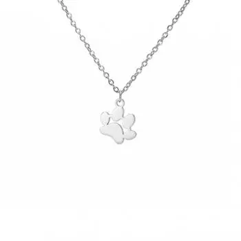 Милое мультяшное ожерелье с подвеской в виде отпечатка кошачьей лапы, многослойная цепочка со следами животных, регулируемая, из нержавеющей стали, унисекс, изящные украшения 1 cat s claw серебряный