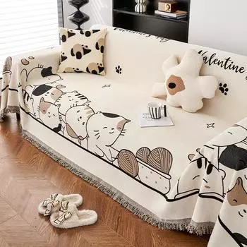 Милое мультяшное полотенце для дивана, цельный чехол из синели, универсальный чехол для дивана Four Seasons, защита от кошачьих царапин. 180*130cm