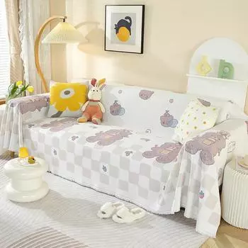 Милое мультяшное полотенце для дивана Four Seasons, универсальная противоскользящая утолщенная подушка для дивана для гостиной, цельный чехол для дивана 90x180cm 1pcs