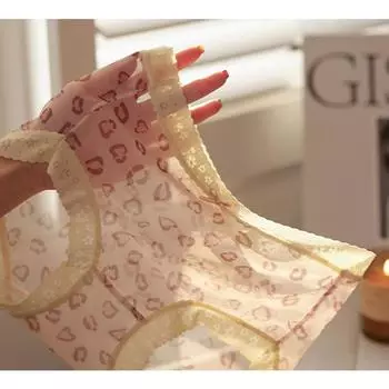 Милое нижнее белье для девочек, сексуальное марлевое легкое ультратонкое микропроникновение, сумка с высокой талией, маленькая сумка с цветком телесного цвета M